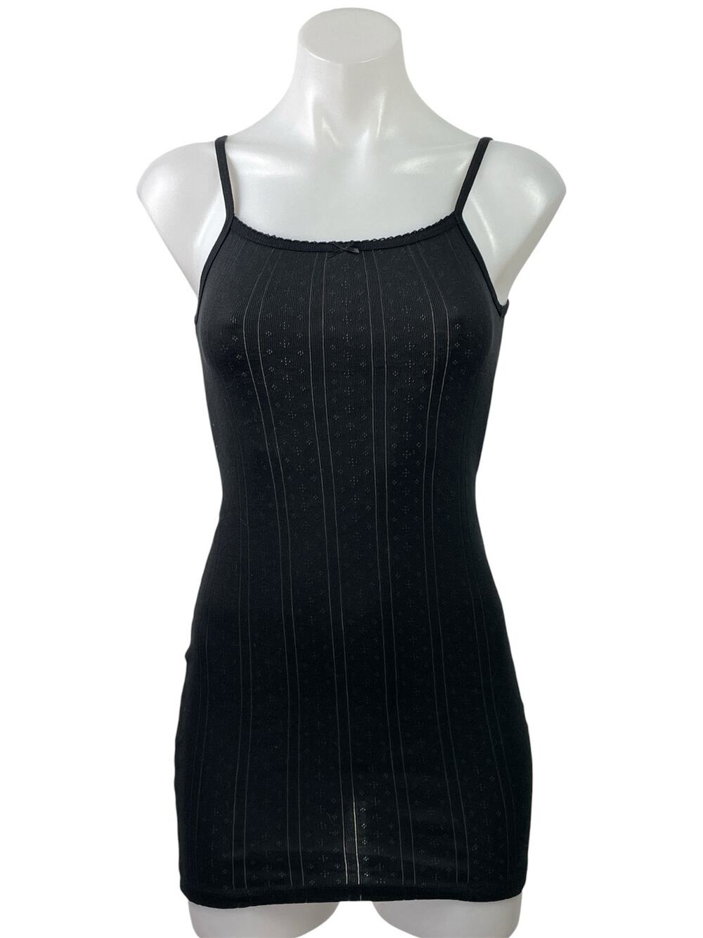 Cou Cou Intimates Picot Black Sleeveless Cami Camisole Mini Bodycon Dress Sz XXS